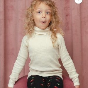 NOBLE ORGANIC WAFFLE TURTLENECK IN OAT MILK size 2